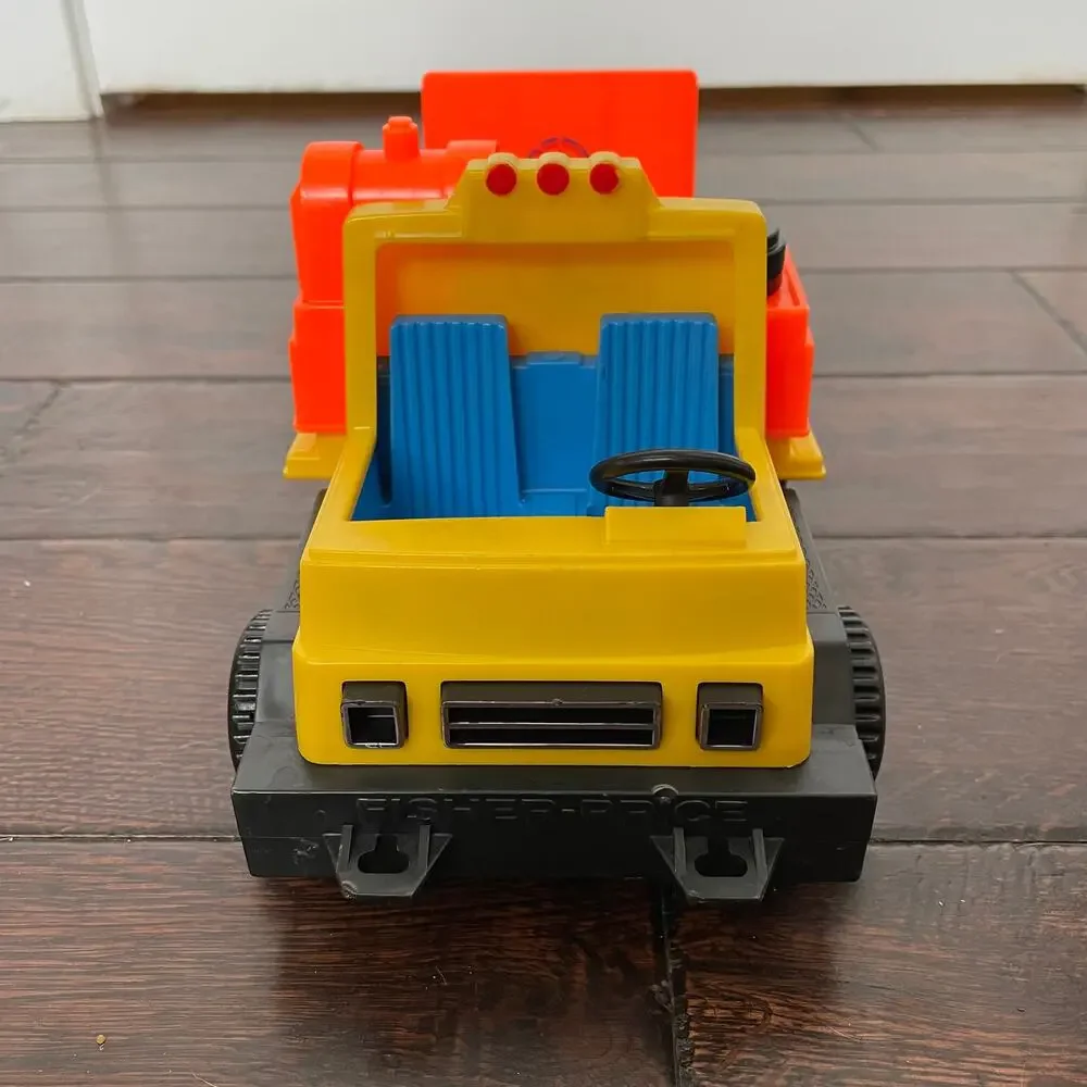 Vintage Fisher Price Husky Helpers Truck Yellow Tilting Flatbed 1979 No Car READ